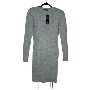 I Saw It First Women's Stretchy Heather Gray Ruched Side Detail Sweater Dress 10